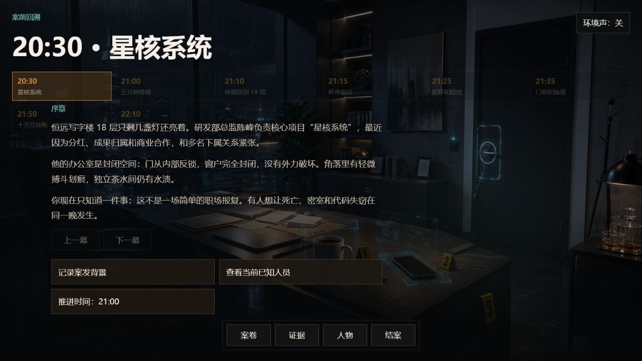 侦探游戏章节主界面